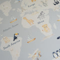 Large Padded Play Mat - English World Map/Herringbone (Beige)